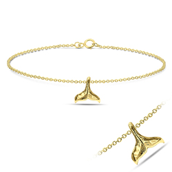 Gold Plated Little Whale Tail Silver Anklet ANK-553-GP
